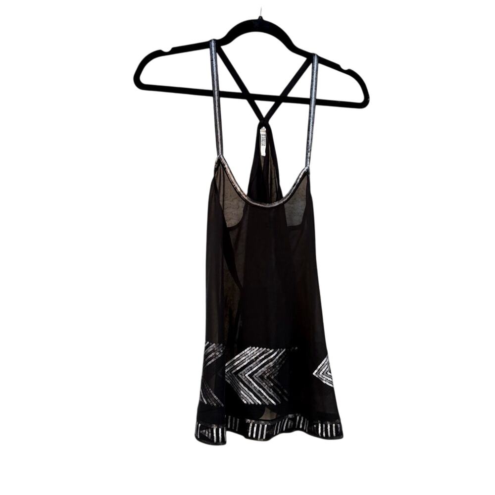 BB Dakota black sheer sequin tank top, women's small